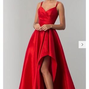 High-Low Side-Slit Long Taffeta Wedding-Guest/ Prom/ Bridesmaid/ Evening Dress